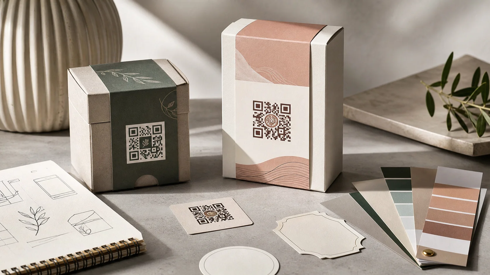 Branded product packaging with integrated QR codes